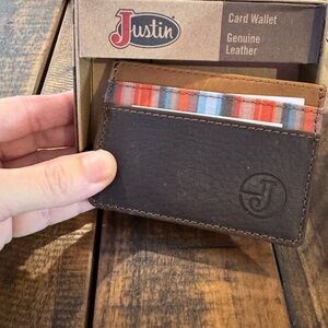 Justin Boots Dark Brown Leather Card Holder